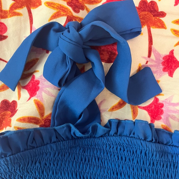 Fab’ric Blue Ruffle Mini Dress, Size Large - Picture 2 of 5